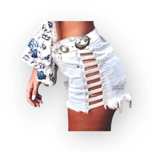 new LF Carmar ☆彡Cullen Open Ladder Side Denim Shorts ☆彡 Washed Denim ☆彡 28 - Picture 14 of 16